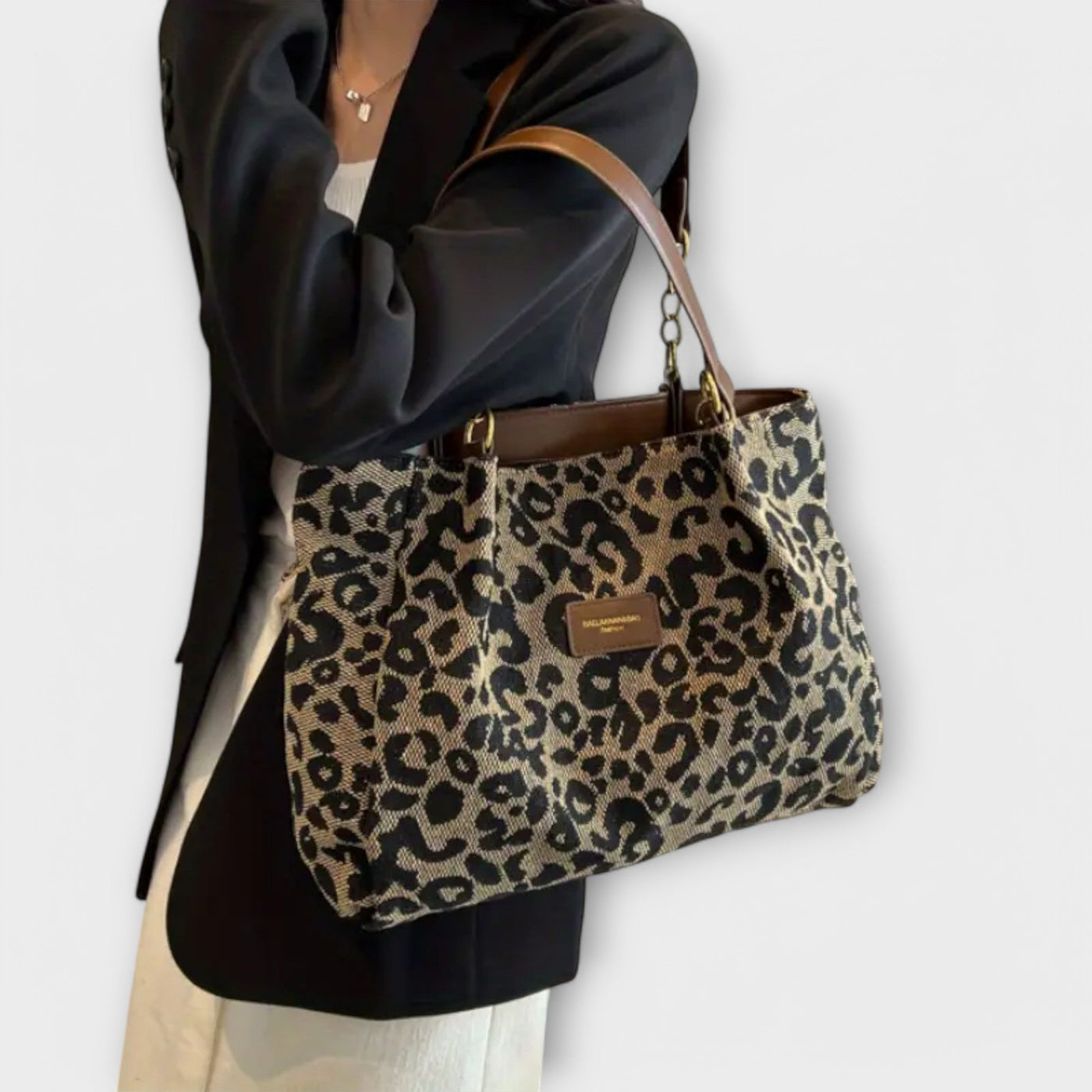 Emma - Leopard Print Canvas Tote