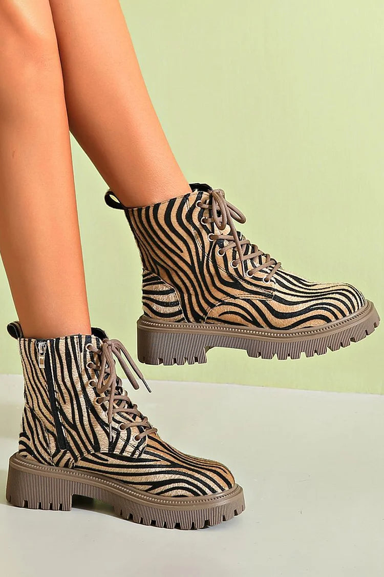 Sloane Zebra Lace-Up Boots