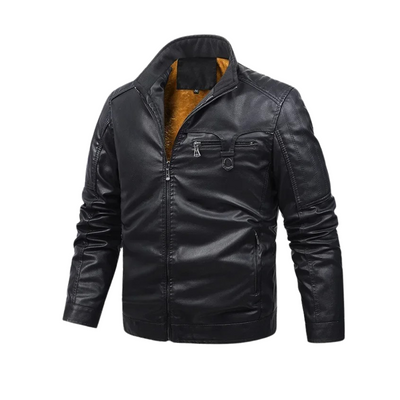 Vintage-Inspired Leather Jacket with Fleece Lining