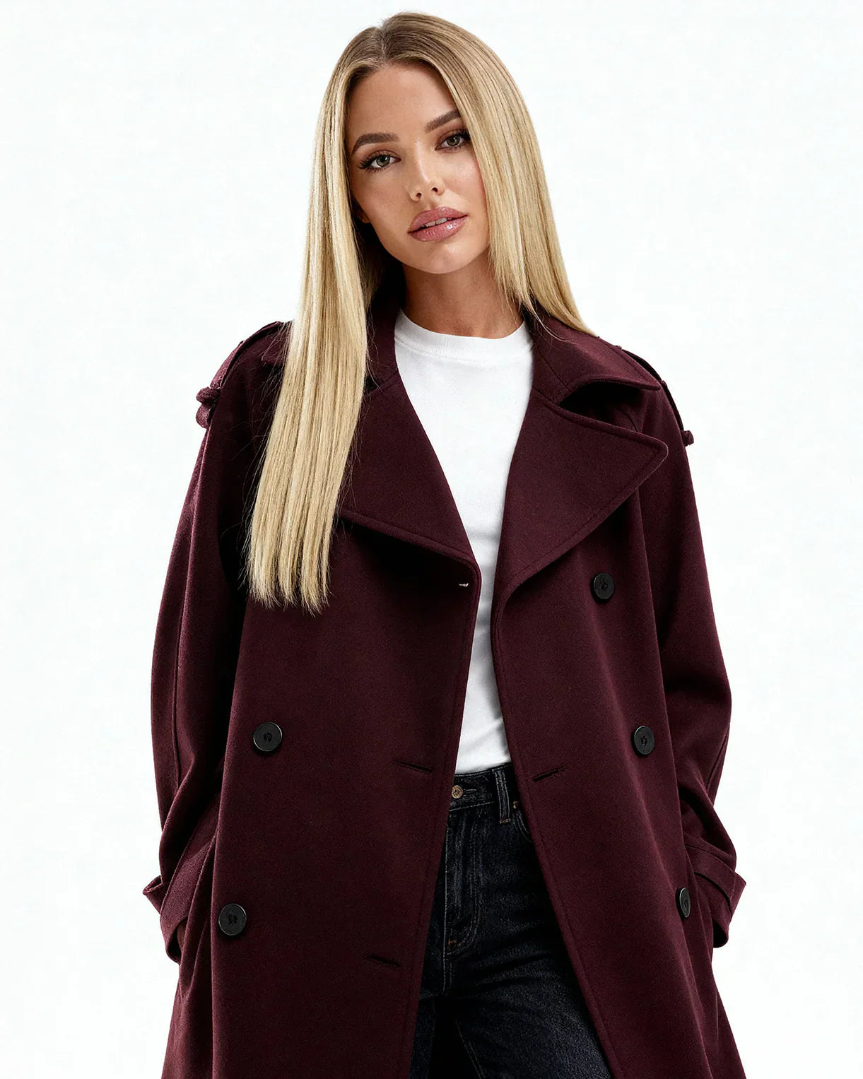 Marlowe Burgundy Trench Coat