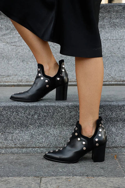 Saylor Studded Wide-Heel Boots