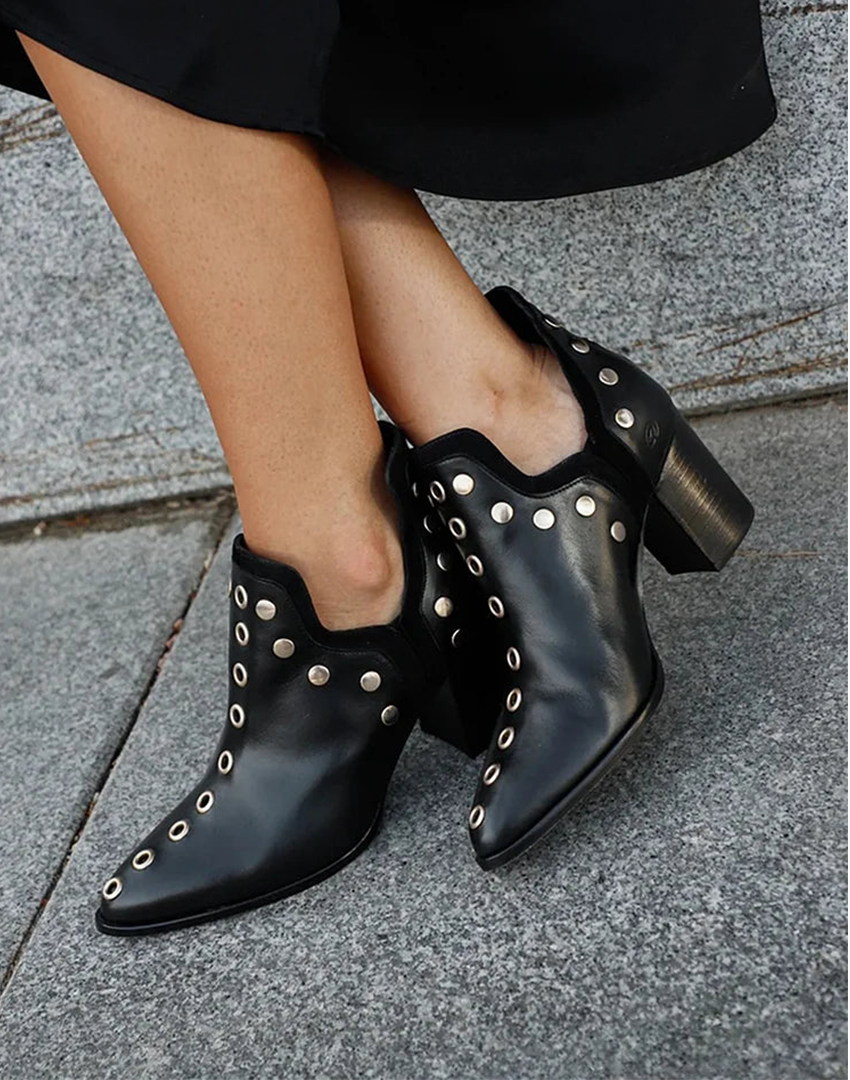 Saylor Studded Wide-Heel Boots