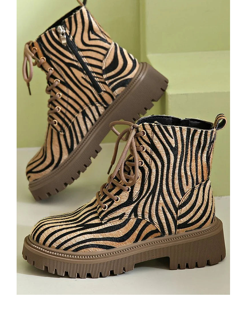 Sloane Zebra Lace-Up Boots