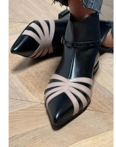 Gloria Pointed Geometric Ankle Boot" can be rewritten as "Samantha Chic Pointed Ankle Boot.