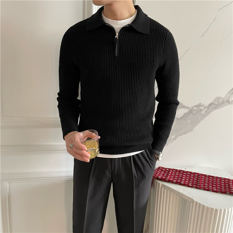 Essential Cotton Knit Zip-Neck