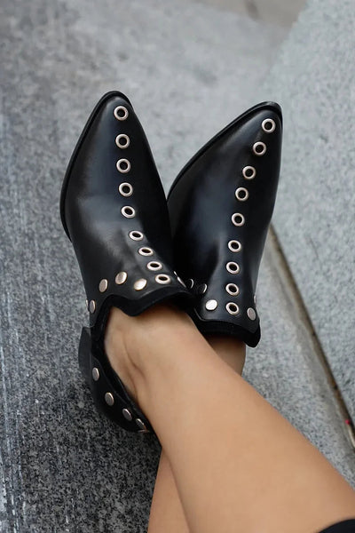 Saylor Studded Wide-Heel Boots