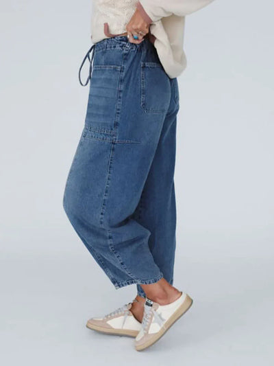 ELENA Relaxed Fit Drawstring Denim Pants