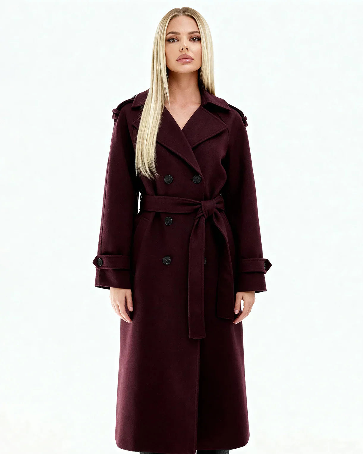Marlowe Burgundy Trench Coat