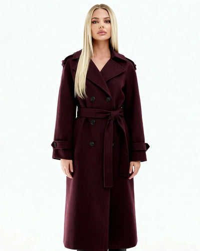 Marlowe Burgundy Trench Coat