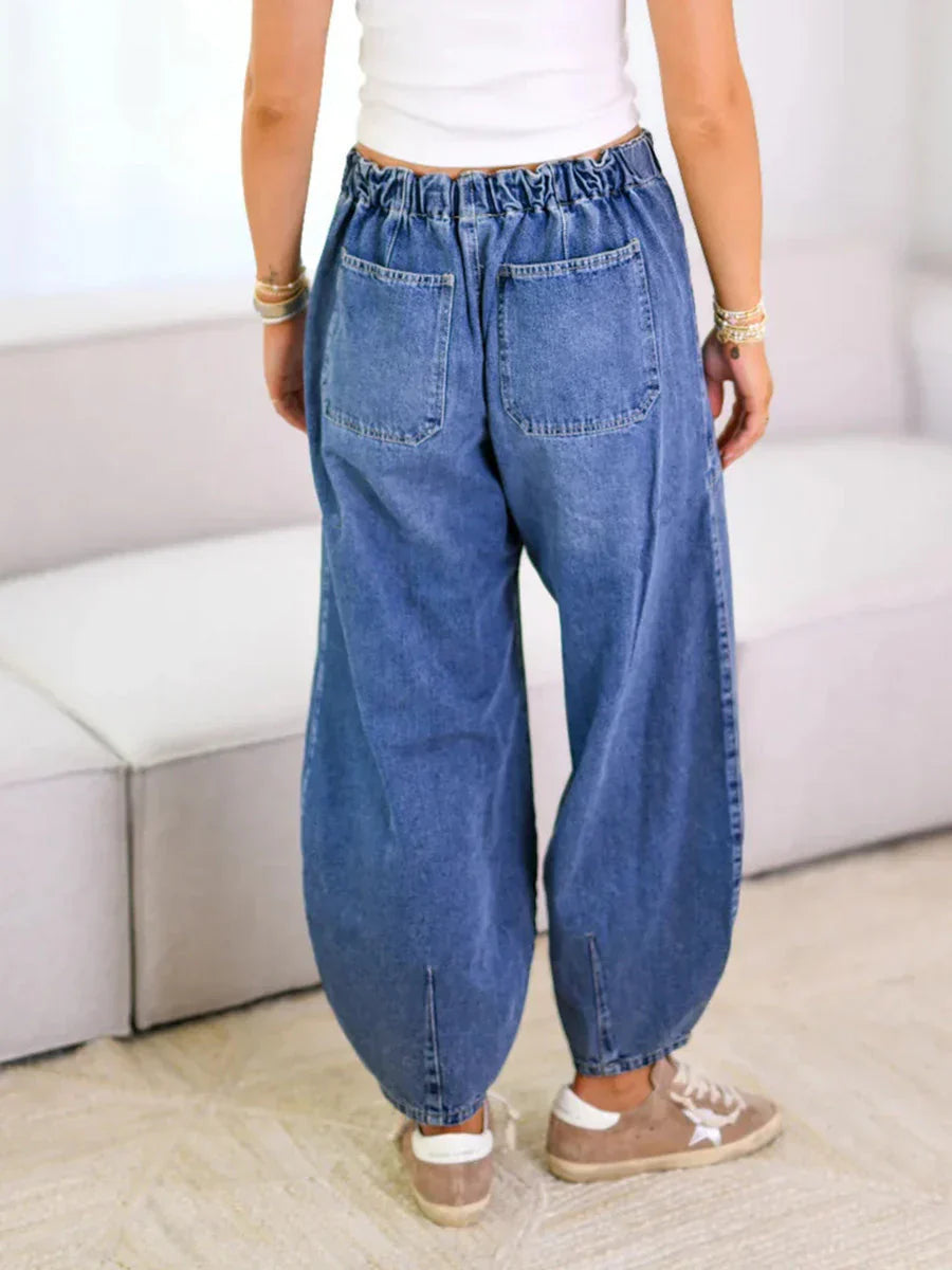 ELENA Relaxed Fit Drawstring Denim Pants