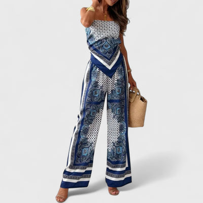 Harriet Elegant Summer Scarf Print Jumpsuit