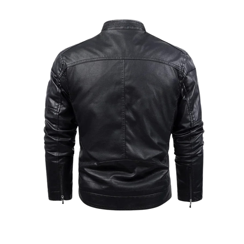 Vintage-Inspired Leather Jacket with Fleece Lining