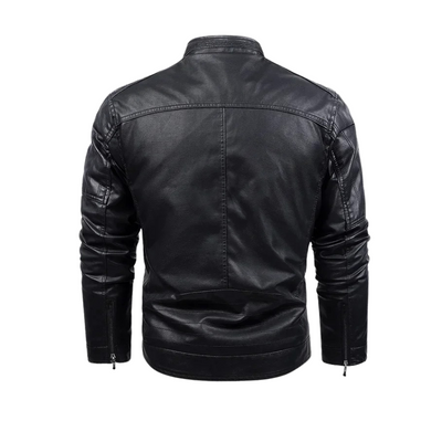 Vintage-Inspired Leather Jacket with Fleece Lining