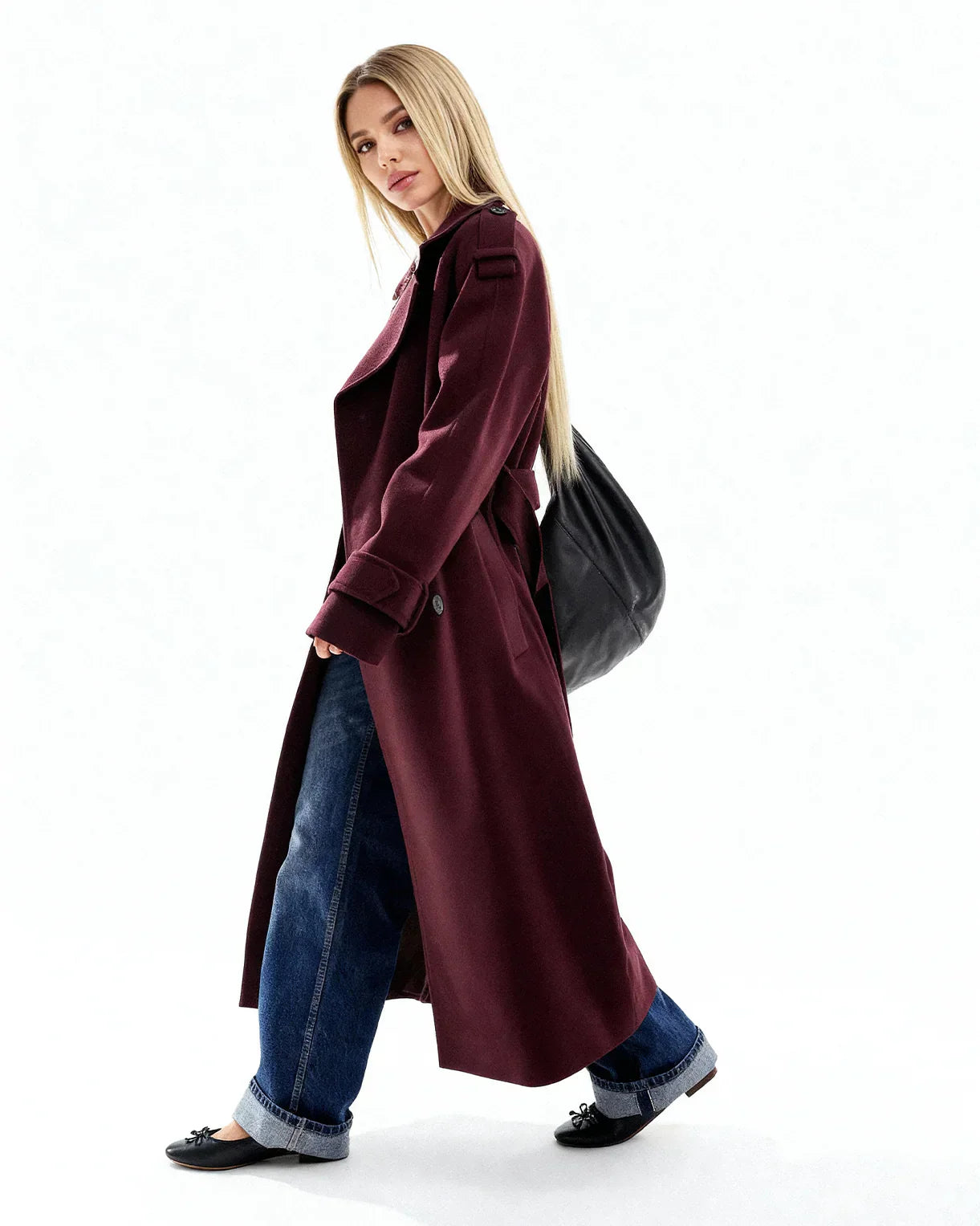 Marlowe Burgundy Trench Coat