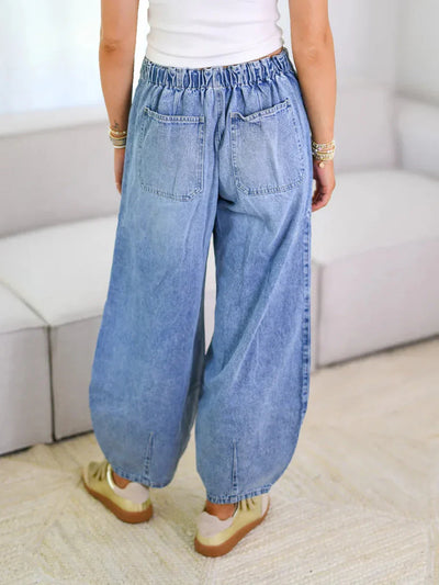 ELENA Relaxed Fit Drawstring Denim Pants