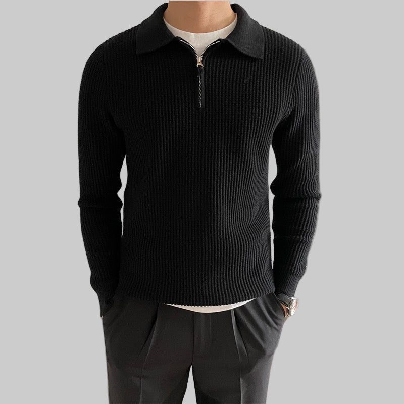 Essential Cotton Knit Zip-Neck