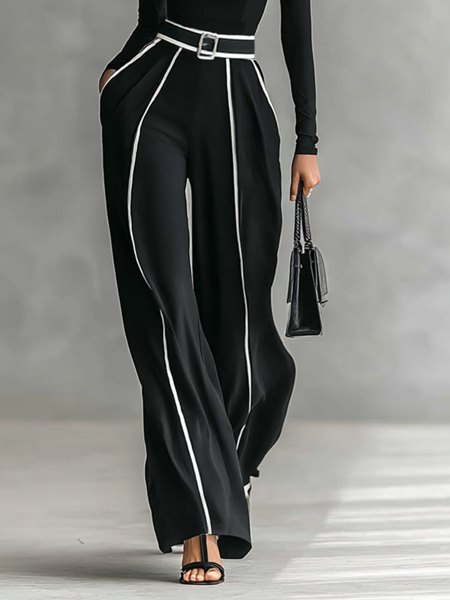 Layla May Black Contrast Belted Jumpsuit