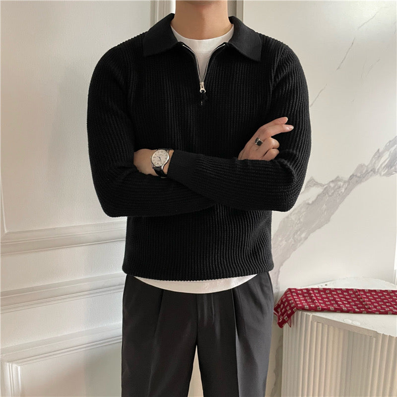 Essential Cotton Knit Zip-Neck