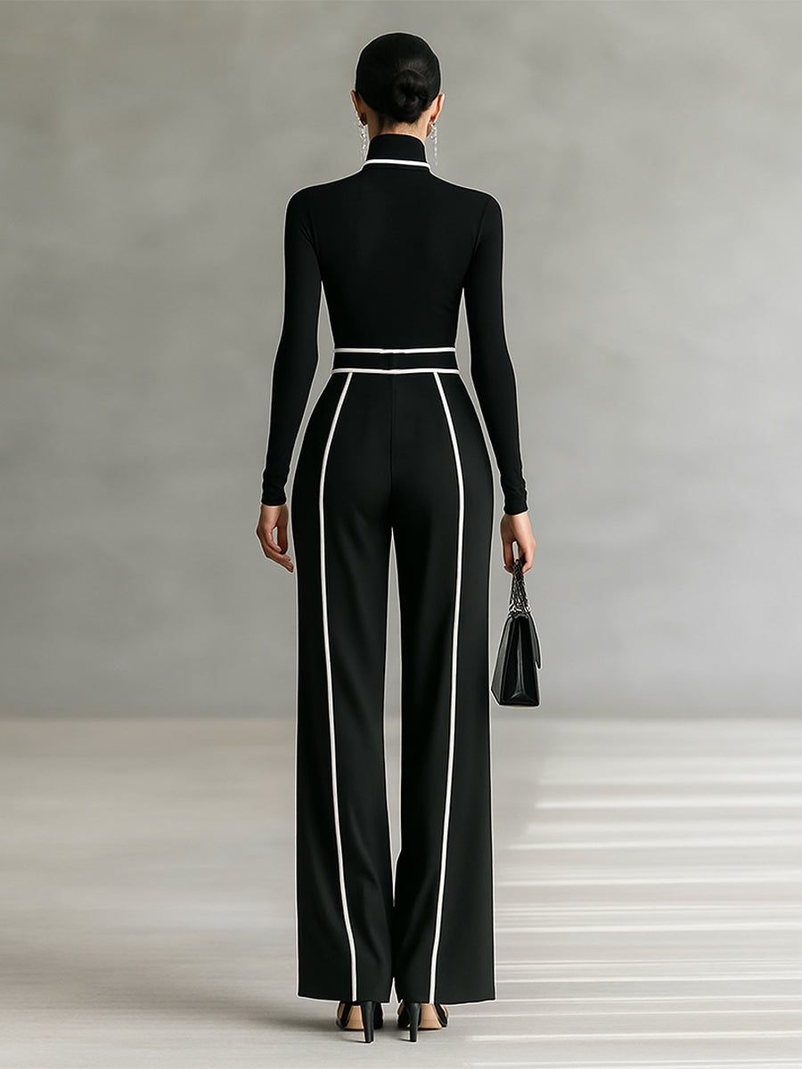 Layla May Black Contrast Belted Jumpsuit