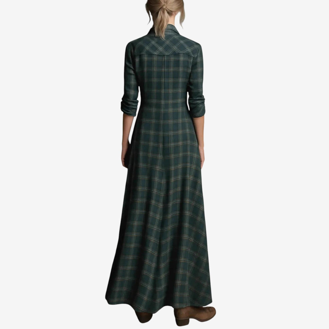 Lily Plaid Maxi Shirt Dress in Boho Style