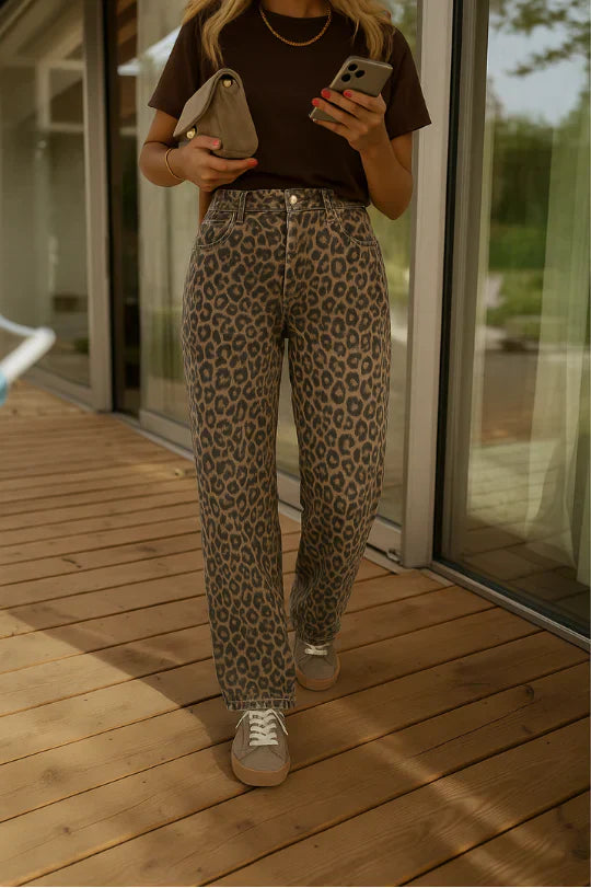 NADINE - LEOPARD FLARED PANTS