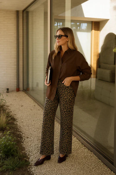 NADINE - LEOPARD FLARED PANTS