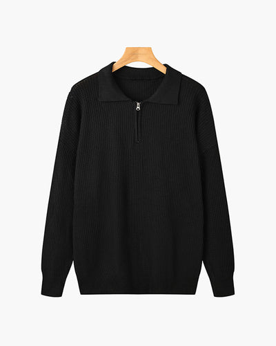 Essential Cotton Knit Zip-Neck