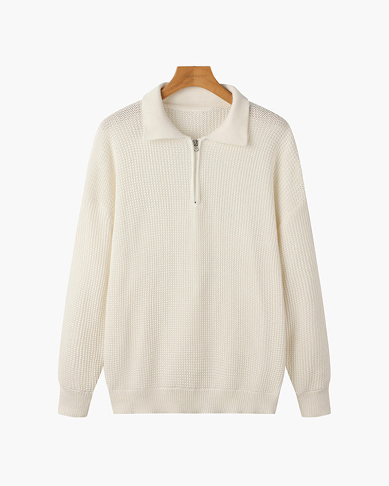 Essential Cotton Knit Zip-Neck