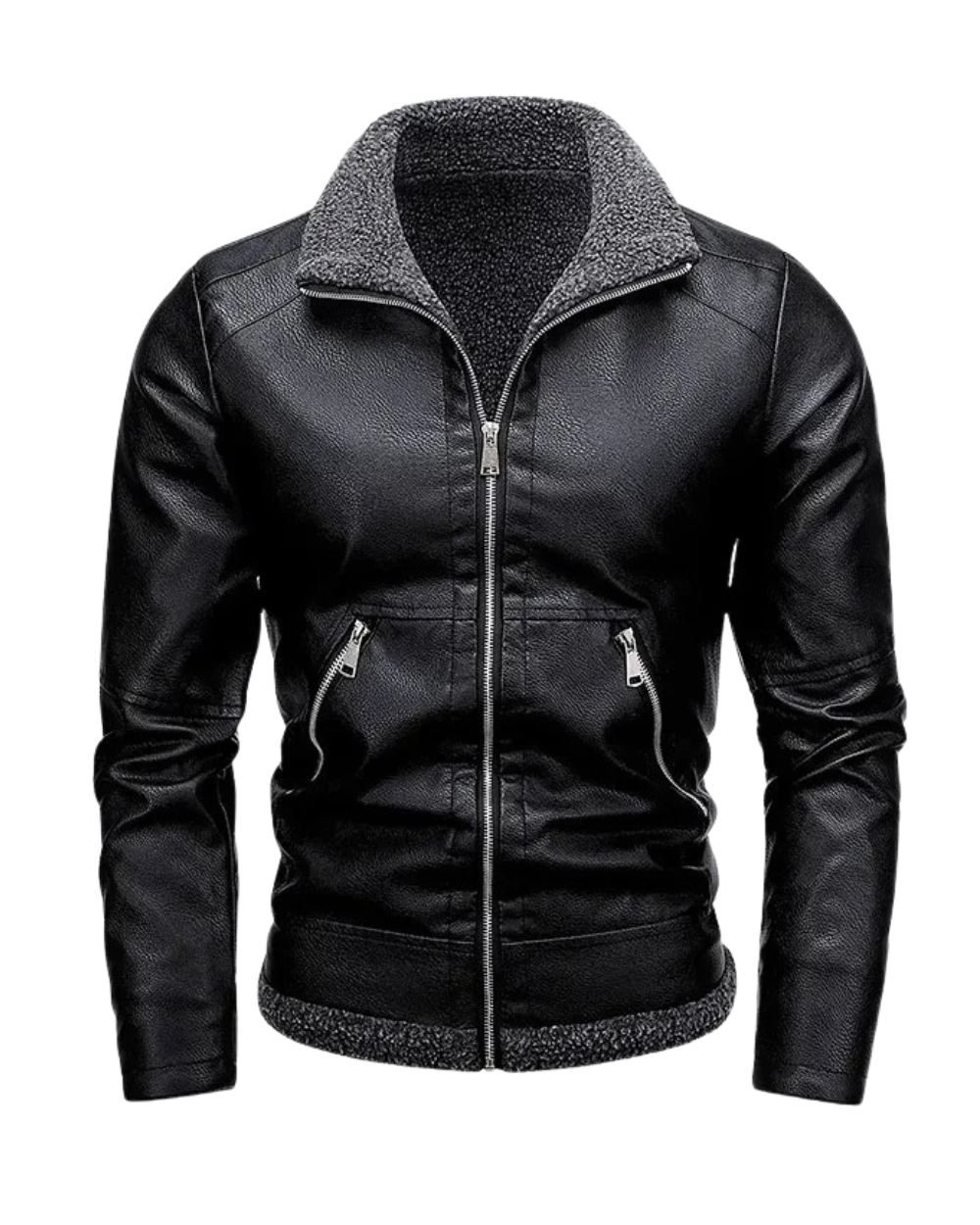 Chic Fleece-Lined Leather Jacket