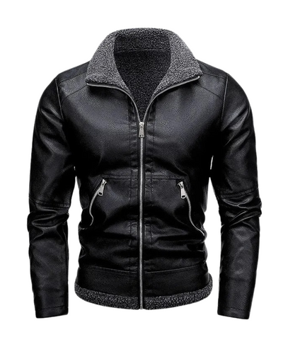 Chic Fleece-Lined Leather Jacket