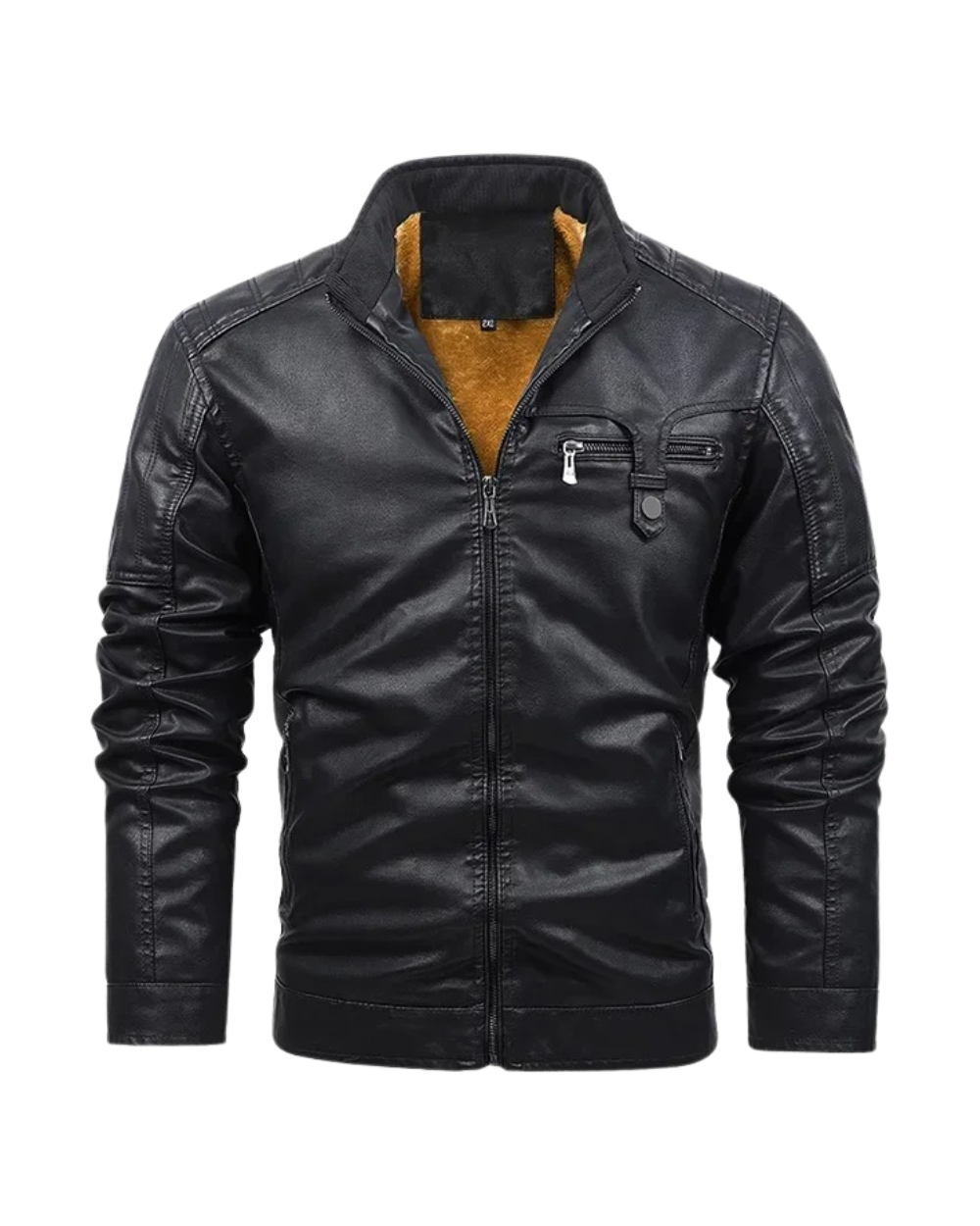 Vintage-Inspired Leather Jacket with Fleece Lining