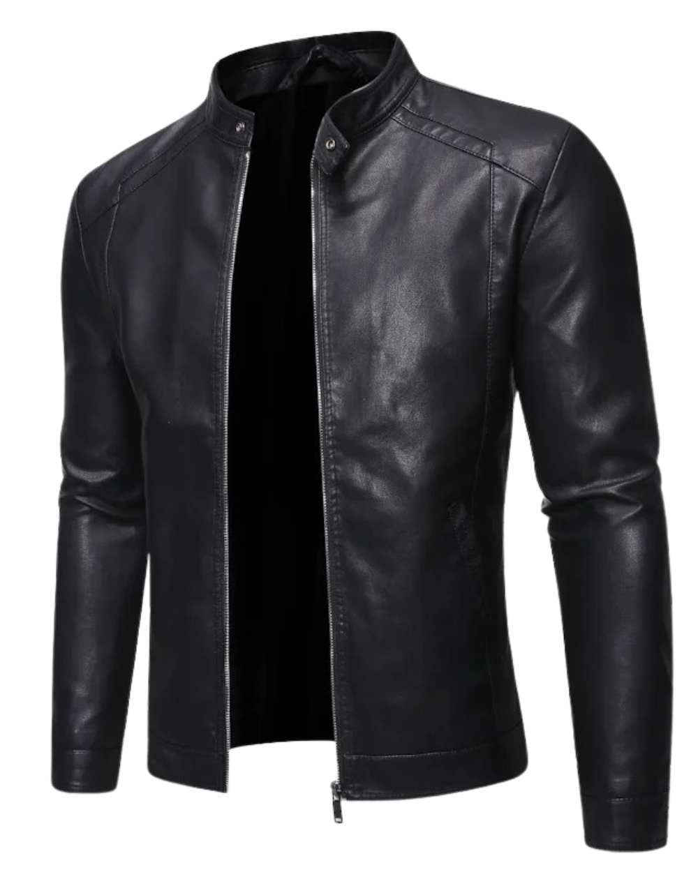 Stand-Up Collar Leather Jacket