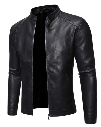 Stand-Up Collar Leather Jacket