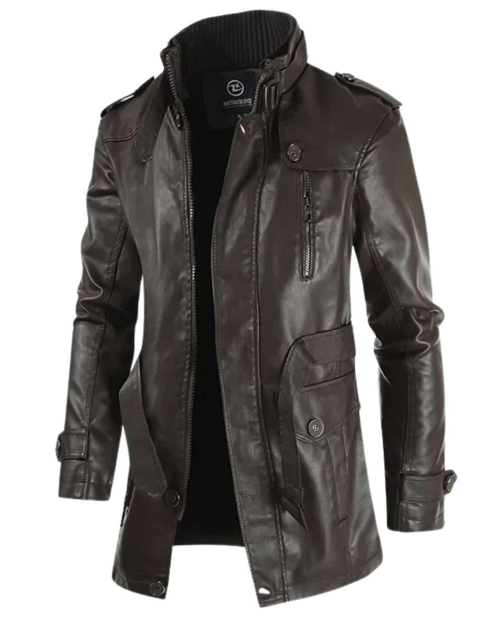 Sleek Long Leather Biker Jacket