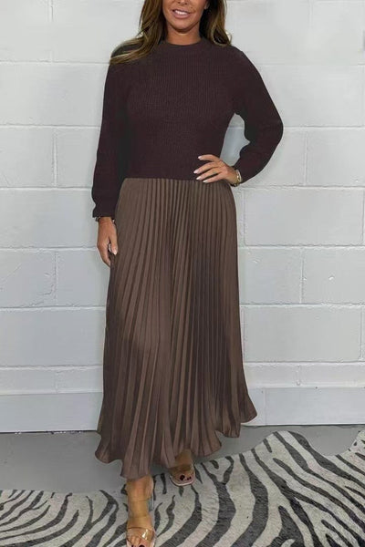 Charlotte Pleated Dress with Knitted Top