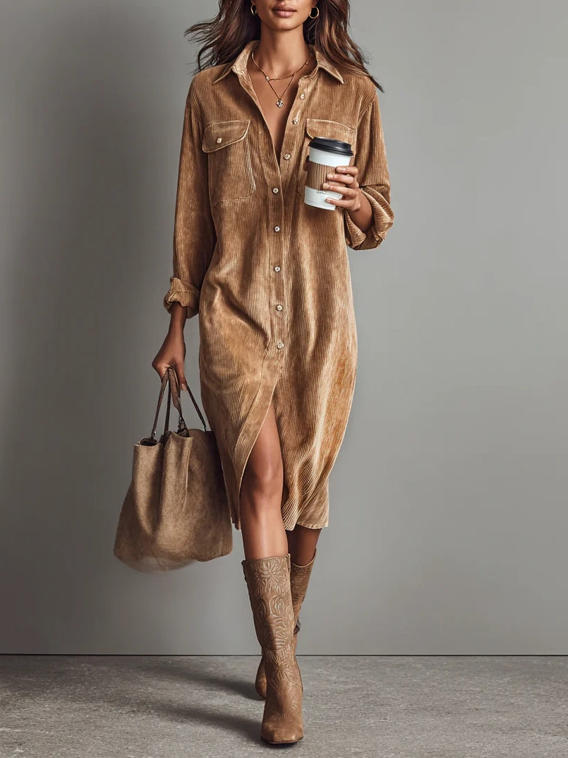 Lova Camel Shirt Dress