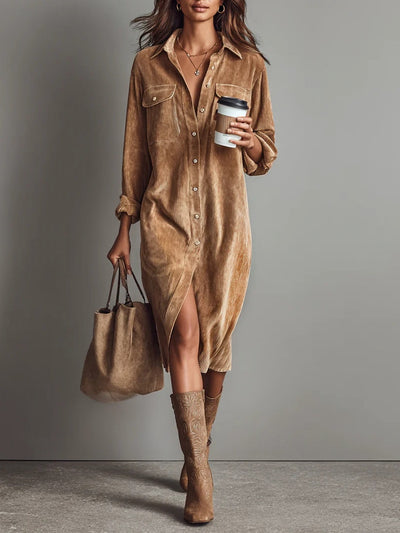 Lova Camel Shirt Dress