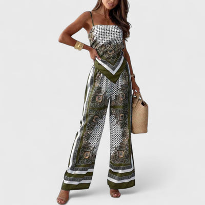 Harriet Elegant Summer Scarf Print Jumpsuit