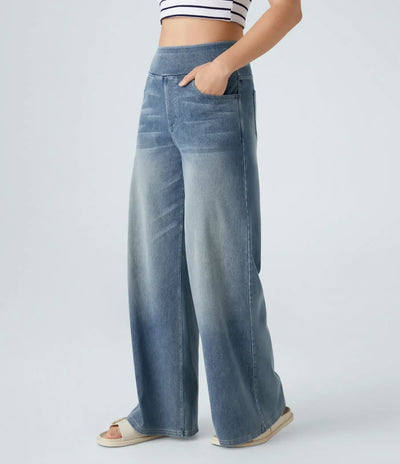 Evelyn Elastic High-Waisted Pants