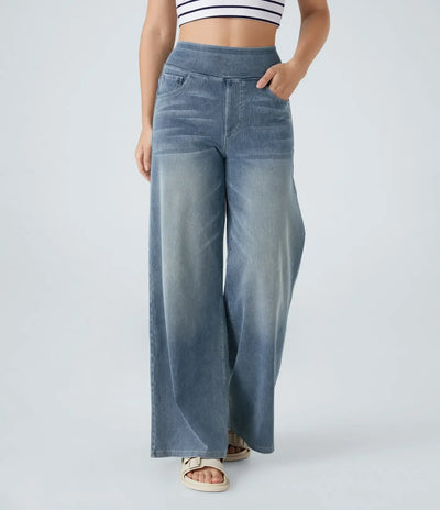 Evelyn Elastic High-Waisted Pants
