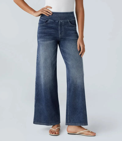 Evelyn Elastic High-Waisted Pants