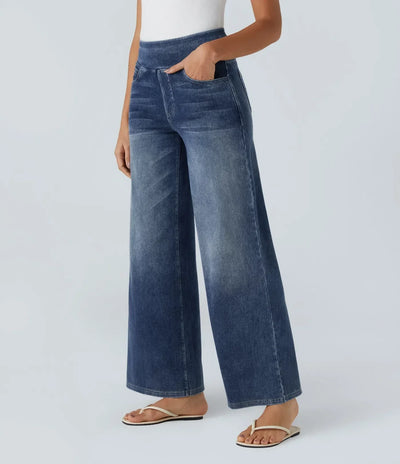 Evelyn Elastic High-Waisted Pants