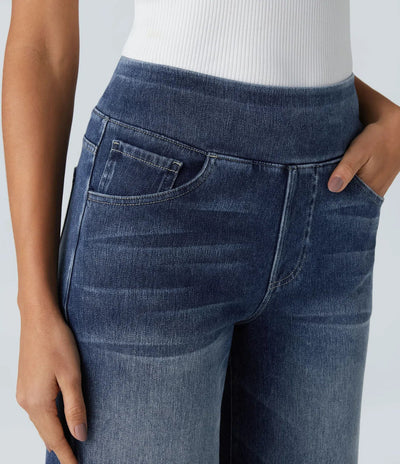 Evelyn Elastic High-Waisted Pants