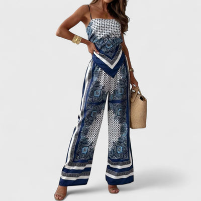 Harriet Elegant Summer Scarf Print Jumpsuit
