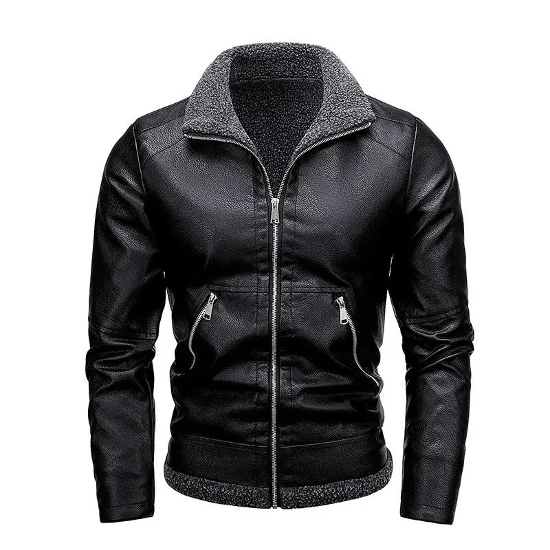 Chic Fleece-Lined Leather Jacket