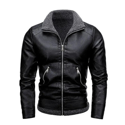Chic Fleece-Lined Leather Jacket