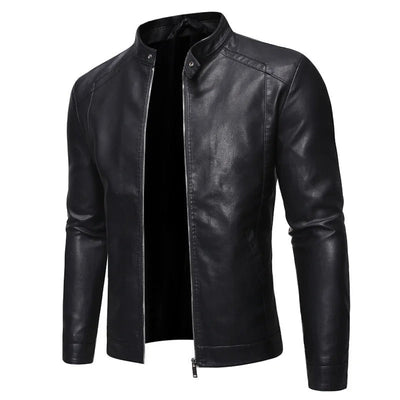 Stand-Up Collar Leather Jacket