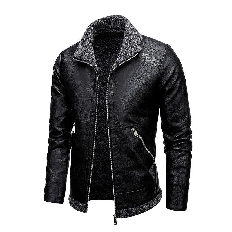 Chic Fleece-Lined Leather Jacket