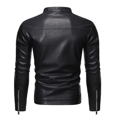 Stand-Up Collar Leather Jacket