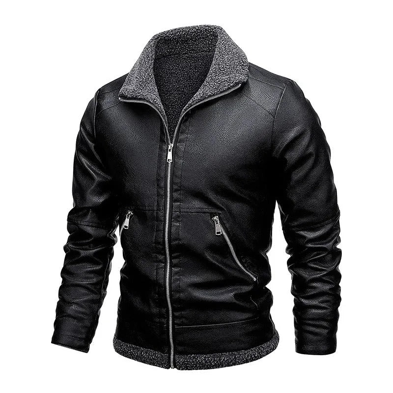 Chic Fleece-Lined Leather Jacket